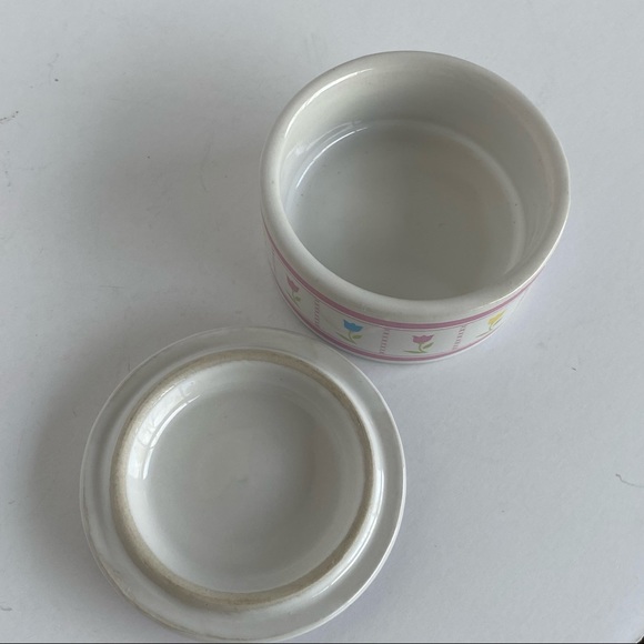 Vintage Trinket Box 1987 FTDA Ceramic Tulip Design Pink Easter EUC - Picture 12 of 13